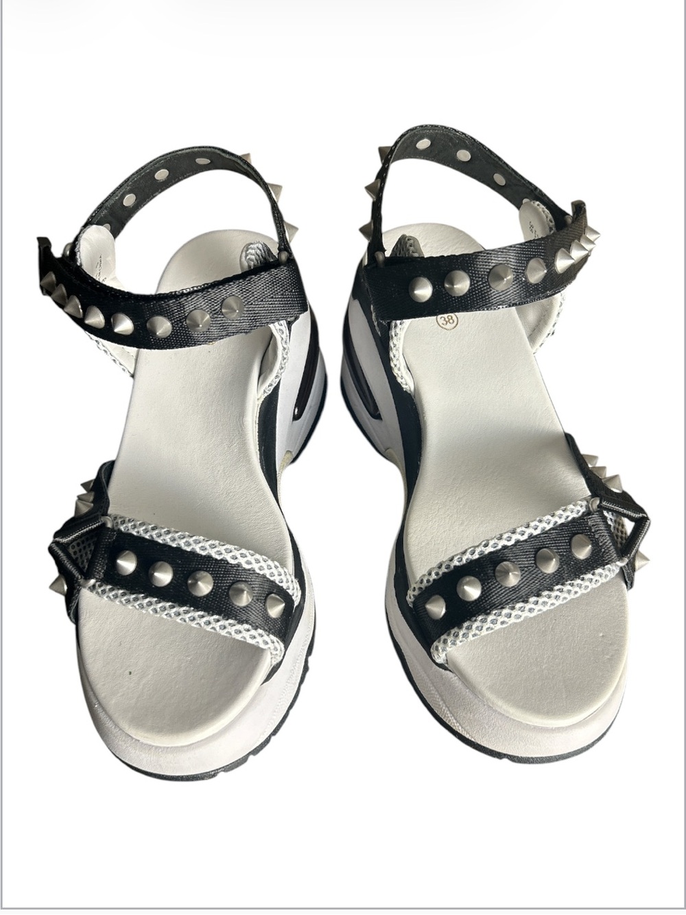 ASH Dean Chunky Studded Sandals Black/White Size 38